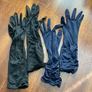 Elegant Black and Navy Long Gloves
